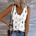 thumbnail image 2 of USSUMA Womens Tops Dressy Casual Summer Women Feather Print Tank Tops Round Neck Sleeveless Knit Ribbed Tops Summer Beach Shirts Blouses, 2 of 7
