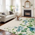 thumbnail image 2 of Spring Blue Flower Area&nbsp;Rug 5x7ft Country Watercolor Blue Floral Green Leaf Linen Non-Slip&nbsp;Washable Square&nbsp;Rugs Soft Felt Indoor Floor Mat for Bedroom Kitchen Living Room Bathroom, 2 of 9