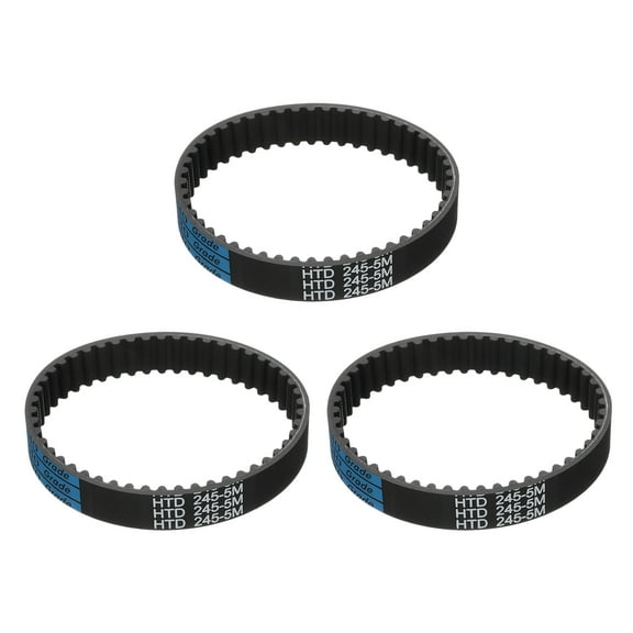 3 Packs HTD-5M Rubber Timing Belt 49 Teeth, 245mm Pitch Length, Closed Loop Pulley Timing Belt