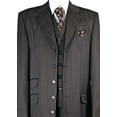 thumbnail image 3 of Fortino Landi Men's 3 Piece Poly Striped Suit 5 Button 37" Length Jacket w/ Vest #29198 (48 Regular, Brown), 3 of 3
