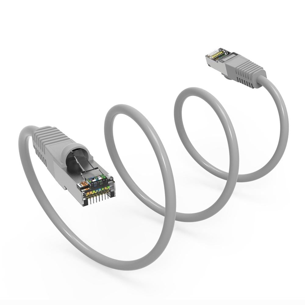 Cat5E Shielded Ethernet Patch Cable Gray 5ft - Internet Cable Snagless Boot Network Wire - High Speed Ethernet Patch Cable 350MHz FTP Cord - 4 UTP 24AWG Stranded Pure Copper Wire