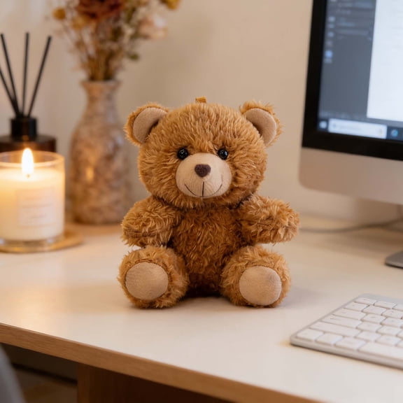 Cute Bear Plush Doll Ornament, Adorable Stuffed Animal for Living Room & Desk Decor, Soft Plush Gift as Warm Gift for Girlfriends & Classmates on July 4Th Decor & Birthday, Brown-2