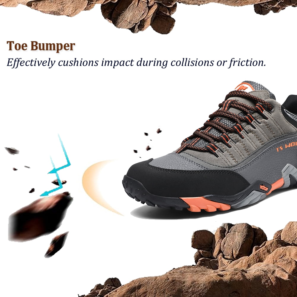 Men's Women's Extra Wide Outdoor Hiking Shoes Waterproof Durable Non-Slip Lightweight Trekking Camping Athletic Shoes Orange 10.5 Men/11.5 Women