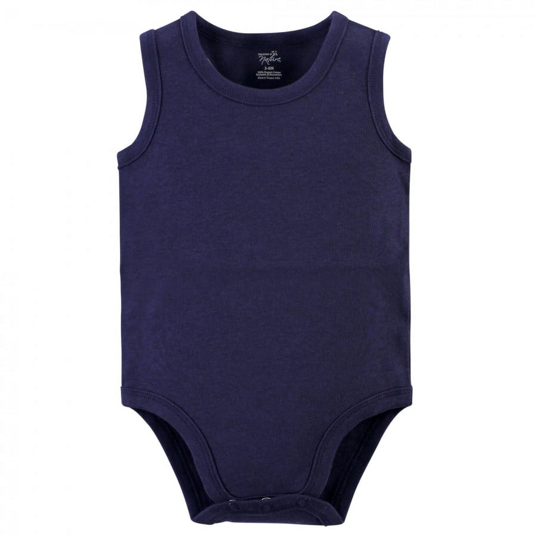Touched by Nature Baby Boy Organic Cotton Bodysuits 5pk, Seagull, 3-6 Months