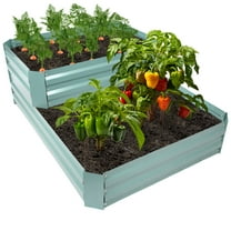 Sunnydaze 47" x 34.5" x 11.75" 2-Tier Green Galvanized Steel Outdoor Raised Garden Bed