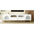 thumbnail image 5 of Euroco Modern TV Stand with Glass Cabinet Doors, 4 Drawers & 2 Cabinets, Cable Management, Metal Legs – Elegant Entertainment Center for Living Room, 5 of 9