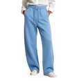 thumbnail image 4 of Inleife Women's Solid Barrel Wide Leg Sweatpant Drawstring Elastic Waisted Wide Leg Pants Casual Trousers With Pockets, 4 of 5