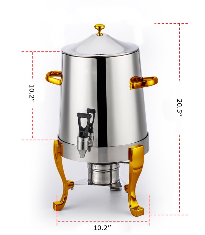 Travel Protable Stainless Steel Double-Layer Insulation Barrel Container with LED Display for Hot Water/Milk/Tea/Coffee 10L Insulation Barrel Beverage Dispenser with Spigot for Home Office 