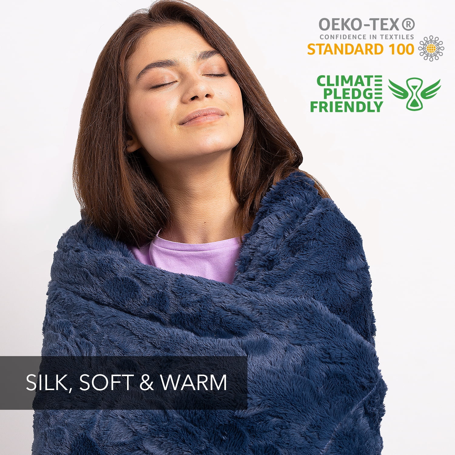 Everlasting Comfort Luxury Polyester Throw Blanket - Soft, 65”x50” (Navy Blue)