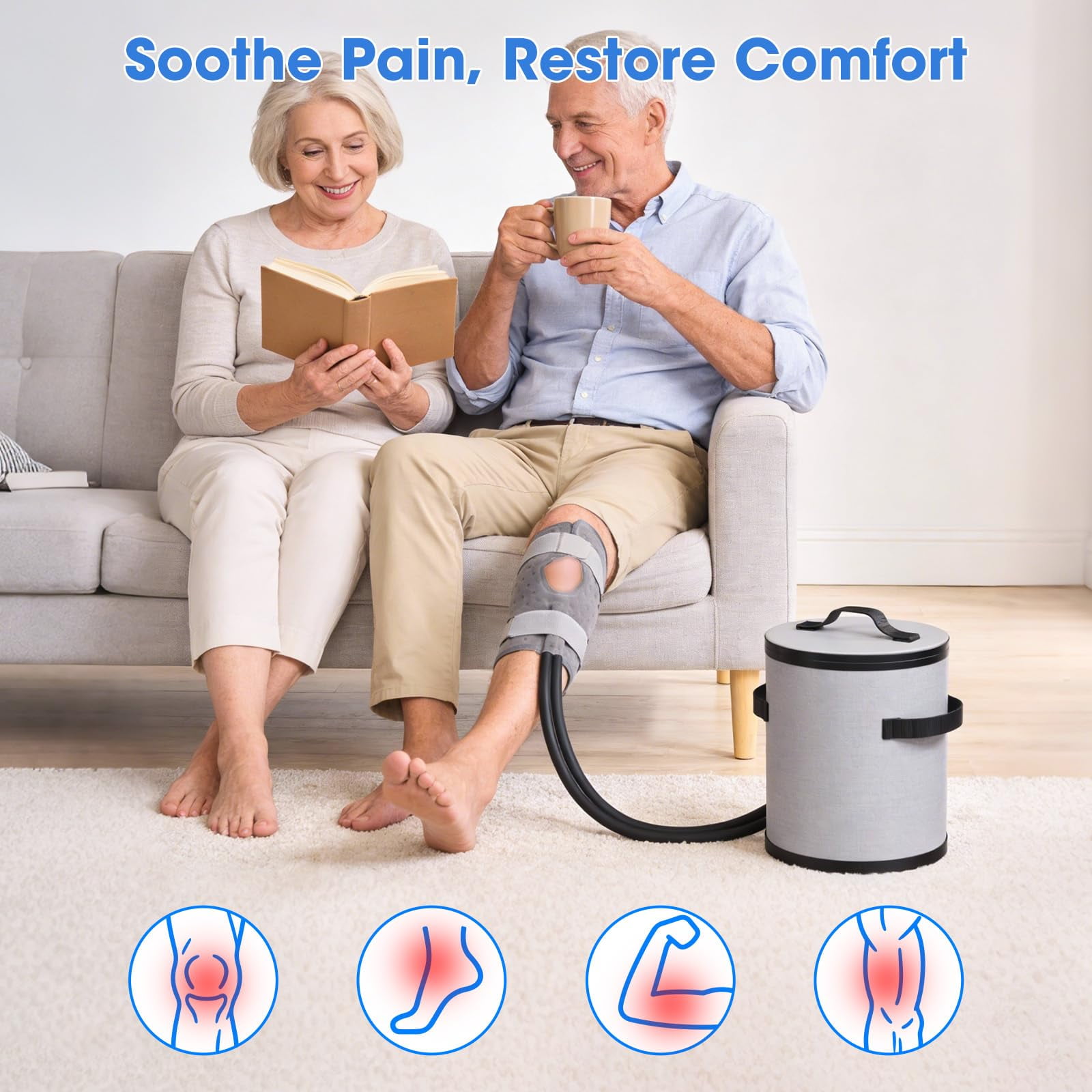 Cold Therapy Machine, Ice Machine for Knee After Surgery, cryotherapy Systerm with Pump, Adjustable Timer, Ideal for Knee Replacement Recovery, ACL,Swelling, Sprains, and Other Injuries (Light Gray)