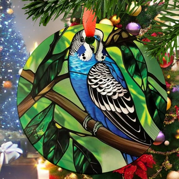 Blue Parakeet Christmas Ornament, Ceramic/Acrylic Ornament, Special Keepsake for Mother, Valentine Ornament Gift, Seasonal Festival Keepsake, Collectible 2025