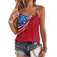 thumbnail image 2 of Womens 250 Anniversary Shirts Vintage Flag Print Square Neck Sleeveless Spaghetti Strap Tank Top Patriotic Flowy Summer Daily Wear T-Shirts,XL,#01 Red, 2 of 5