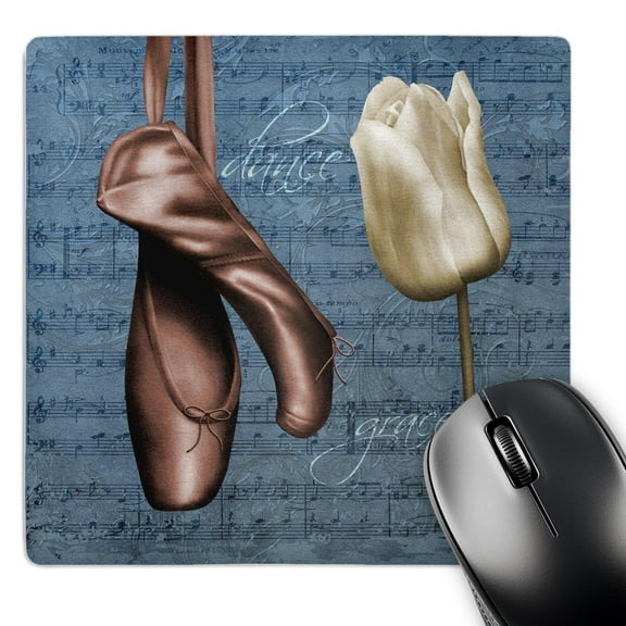 3dRose, Elegant Ballet Shoes with White Tulip, MousePad