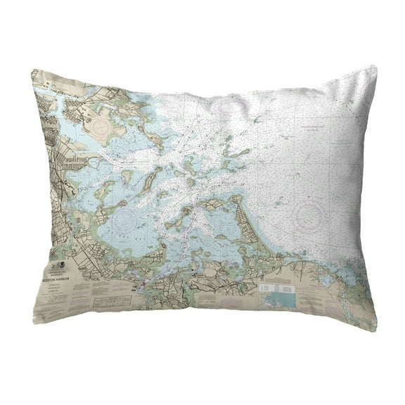 Betsy Drake NC13270BH 16 x 20 in. Boston Harbor, MA Nautical Map Noncorded Indoor & Outdoor Pillow