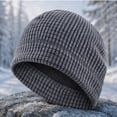 thumbnail image 5 of GSPCLAM Mens Hats Winter Fleece Thick Windproof Outdoor Activity Beanie Hats Solid Color Waffle Textured Beanie Dark Gray, 5 of 5