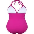 thumbnail image 3 of Women‘s Summer Swimsuit Jumpsuit  Solid Color V-Neck Ruched Triangle Bikini Slim Fit Beachwear, 3 of 7