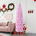 thumbnail image 5 of Gymax 7 FT Pre-Lit Artificial Christmas Tree Hinged Slim Pencil Christmas Tree, 5 of 10