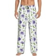 thumbnail image 2 of Lsque Purple Chicory Print Men's Pajama Pants, Lounge Pant - Comfortable Home Wear,Elastic Waistband, Stylish Design-Small, 2 of 9