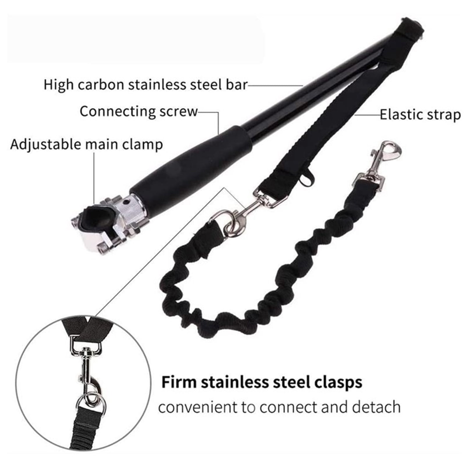 Yammee Dog Bike Leash Easy Installation Removal Hand Free Bicycle Attachment for Outdoor Exercising Cycling Safe with Pets