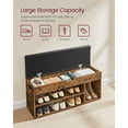 thumbnail image 3 of Storage Bench with Cushion for Home, 3 Compartments Shoe Organizer, Entryway Bench, Rustic Brown and Black, 3 of 6