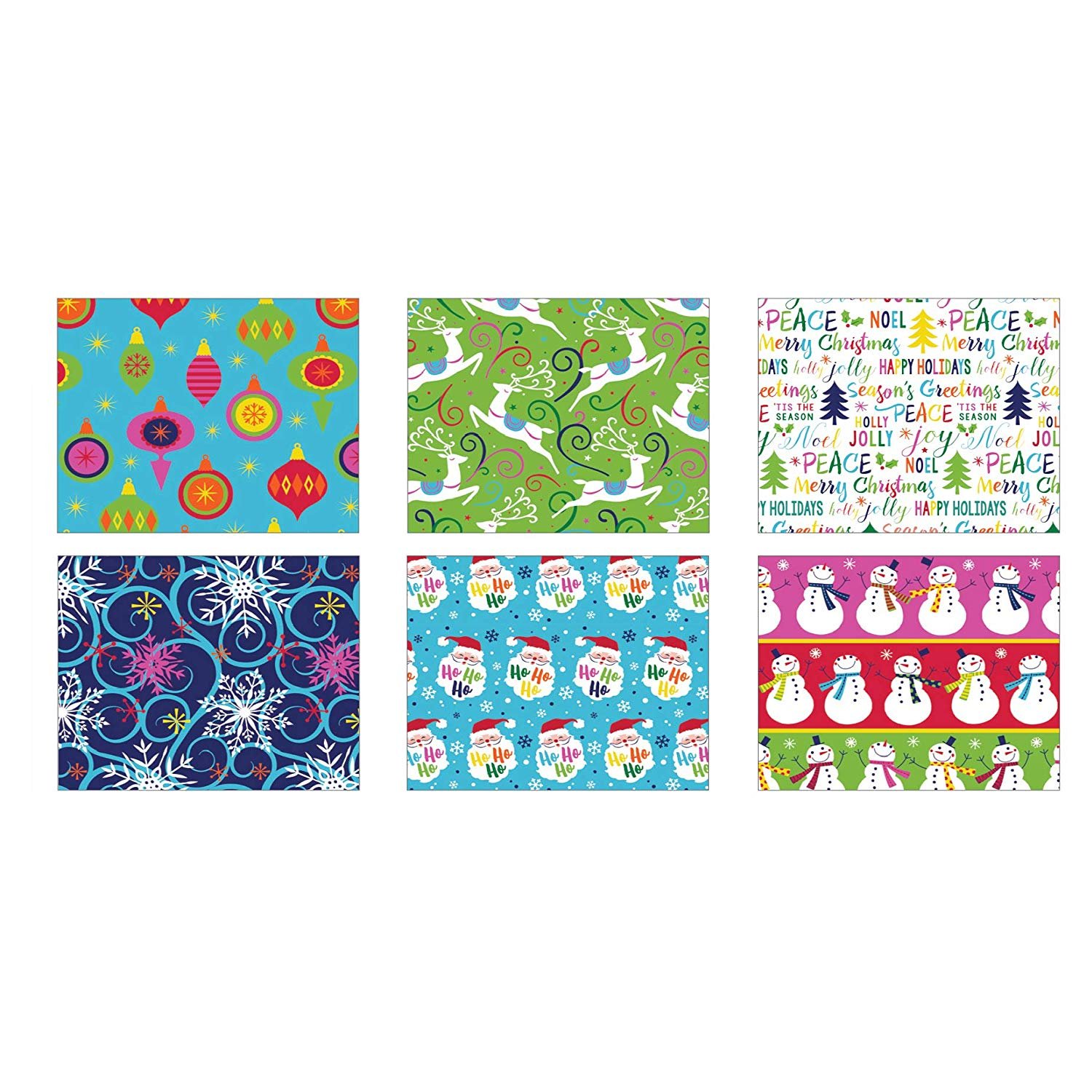 Hallmark reversible christmas wrapping paper (3 rolls: 120 sq. ft. ttl) retro ornaments, stripes Bundle of 6 Rolls of Christmas Gift Wrapping Paper - Whimsical - 240 Total Sq Ft of Xmas Wrap