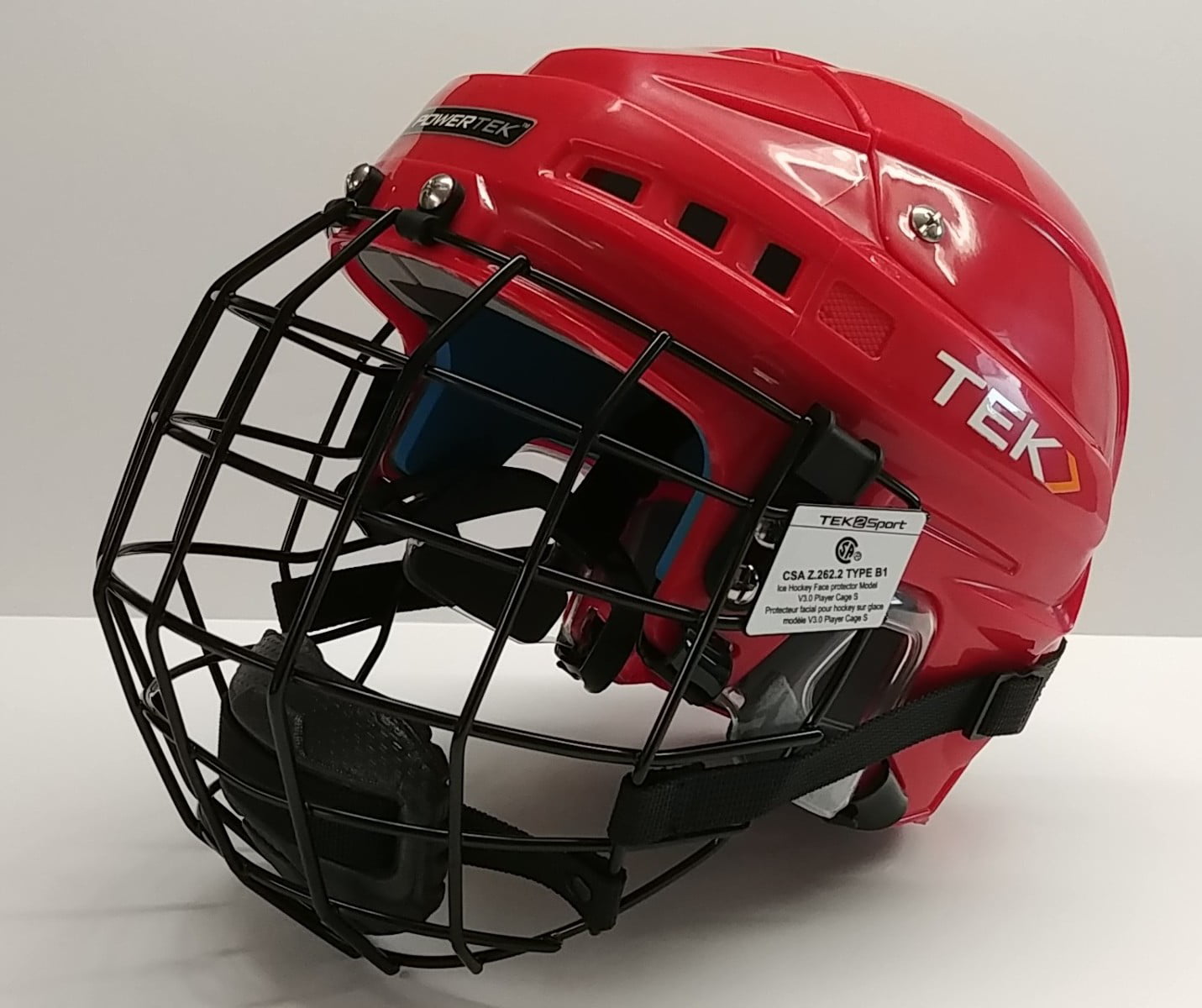 Senior X-Large, Red Ice Hockey Player Helmet V3.0 TEK Player Helmet W/CAGE RED 
