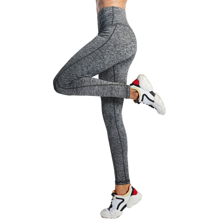 NELEUS Womens Yoga Running Leggings with Pocket Tummy Control High  Waist,Black+Gray+Red,US Size L