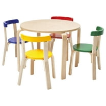ECR4Kids Bentwood Round Table and Curved Back Chair Set, Assorted, 5-Piece