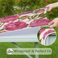 thumbnail image 6 of Square Tablecloth with Elastic Edges 36 * 36 Inch Pioneer Waterproof Red Fresh Wild Peony Flower Table Cover Washable Indoor and Outdoor for Party Kitchen Dinner Banquet Patio Picnic, 6 of 6
