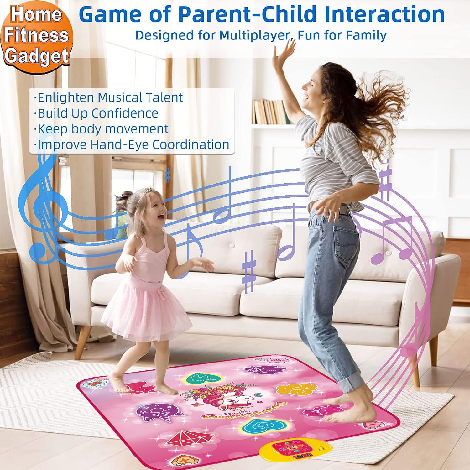 Sunforu Unicorn Dance Mat Toys for 3-12 Year Old Girls, 6 Game Modes Educational Musical Dance Pad,Christmas Birthday Gifts for Kids