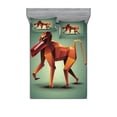 thumbnail image 2 of Ambesonne Geometric Fitted Sheet & Pillow Sham Set, Polygonal Wild Monkey, Twin, Forest Green Orange, 2 of 3
