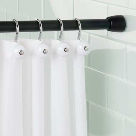 InterDesign Shower Curtain Tension Rod- Matte Black, Medium 43-75"