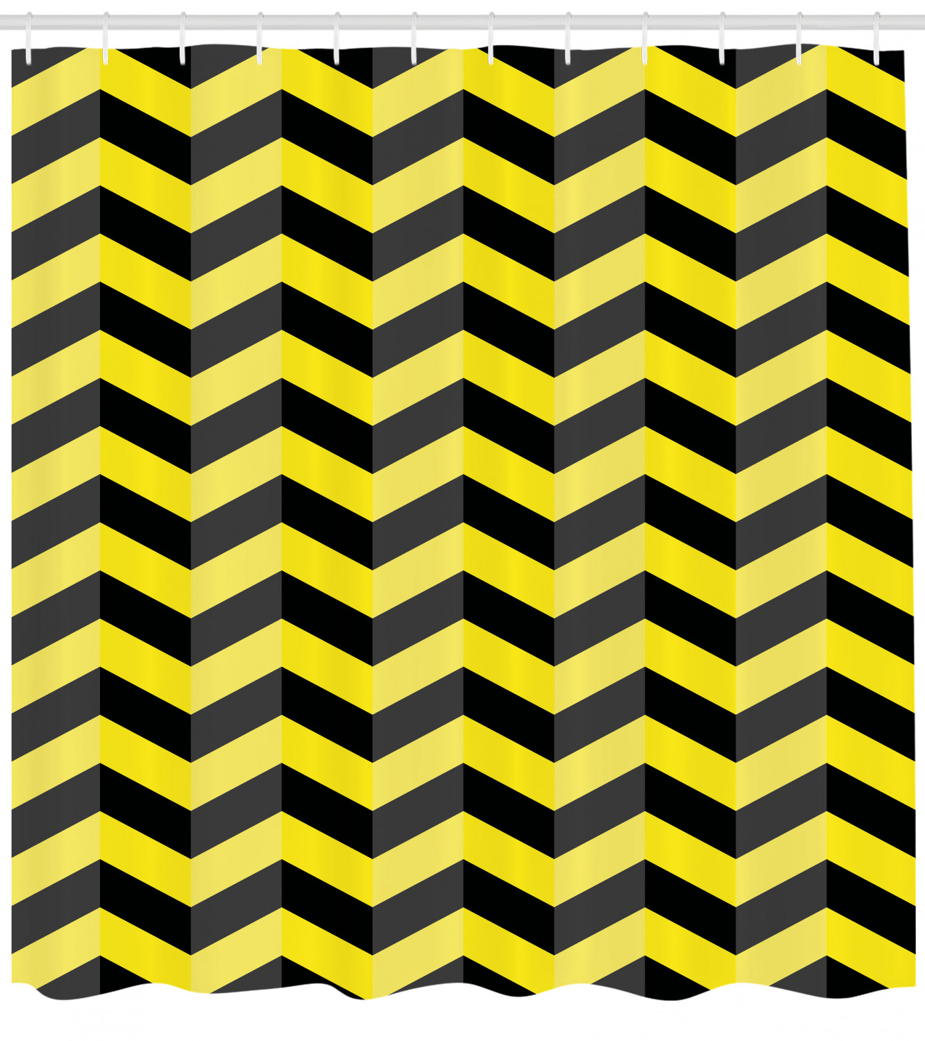 Yellow Chevron Shower Curtain, Black and Yellow Chevron Pattern Danger