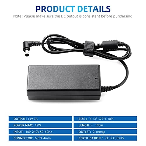 42W AC/DC Adaptador Cable de Alimentación para Monitor Samsung, Adapta