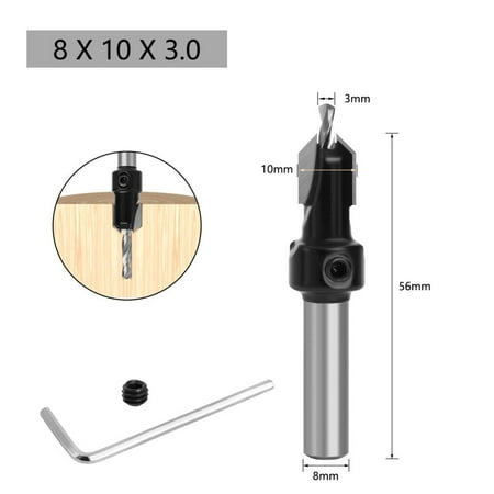 

8mm Shank HSS Woodworking Countersink Router Bit Screw Extractor Milling Cutter