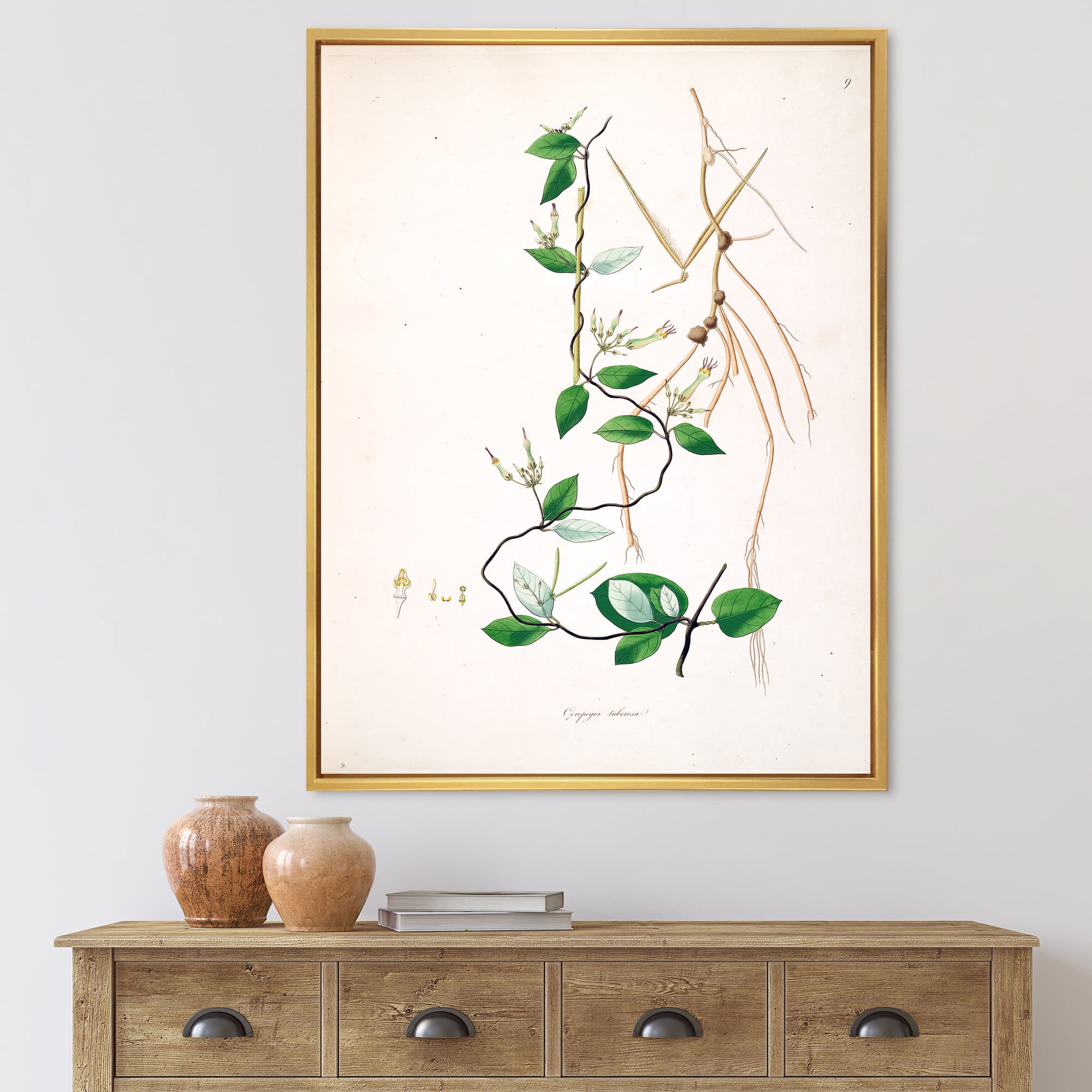 Designart 'Ancient London Plants IV' Farmhouse Framed Canvas Wall Art Print