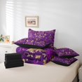 thumbnail image 6 of Feelyou Retro Fashion Damask Bedding Comforter Set 7 Pieces, Western Mandala Paisley Full Bedding Set, Purple Gold Boho Flower Reversible Fitted Sheet Flat Sheet, Ultra Soft Bedroom Decor, 6 of 8