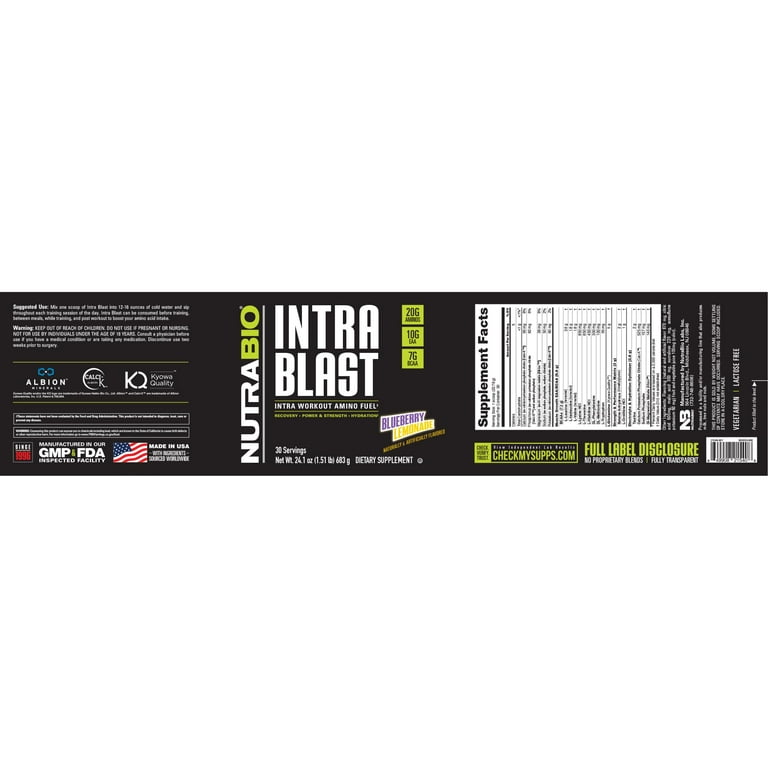 NutraBio Intra Blast BCAA EAA Electrolyte and Hydration Powder