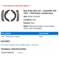 thumbnail image 2 of Rear Brake Shoe Set - Compatible with 1955 - 1958 Pontiac Catalina Base 1956 1957, 2 of 2