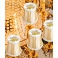 thumbnail image 4 of Set of 6 Beige/Eggshell Striped Chandelier Clip-On Premium  Lampshade 3x5x4.5, 4 of 7