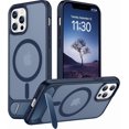 thumbnail image 1 of Funda Magnética con Soporte invisible Integrado, Delgada y Fina, para iPhone 12 Pro Max 6.7", Azul, 1 of 7