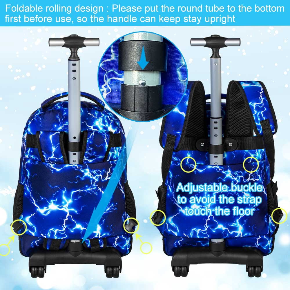 AGSDON Rolling Backpack for Women and Men, Laptop Travel Backpack Roller Wheeled Carry on luggage with Wheels for Teens, Colleges and Adults, Blue01, Large, Daypack Backpacks