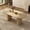 Natural, variant on 62.9 Inch Oval Dining Table for 4-6,Sturdy MDF Farmhouse Kitchen Table with Wood Strip Pedestal Base,for Dining Room, Living Room, Kitchen