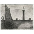 thumbnail image 2 of Seurat, Georges 14x12 Black Ornate Wood Framed with Double Matting Museum Art Print Titled - The Lighthouse at Honfleur, 2 of 4