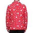 thumbnail image 3 of Blazers de puntos de lunares Lars Amadeus para hombres, corte slim fit, chaquetas deportivas de un botón, color rojo claro, 3 of 5