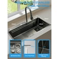 thumbnail image 3 of Waterfall Drop-In Kitchen Sink for Workstation, Stainless Steel Single Bowl Kitchen Sink with Faucet, 31.5 x 18 inch, 3 of 8