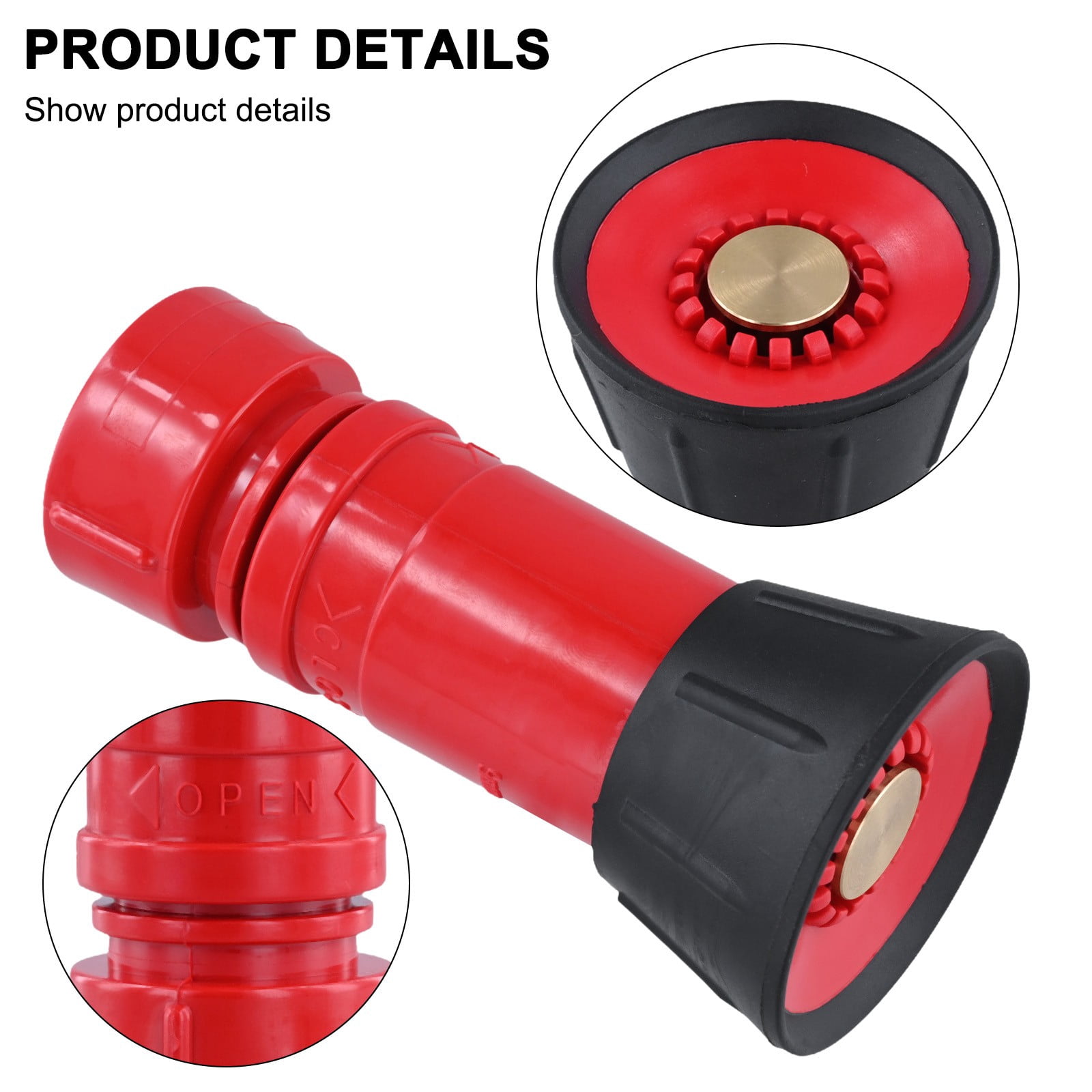 2 Pcs Fire Hose Nozzle 1 inch Heavy Duty Thermoplastic High Pressure Spray Nozzle for Fire Protection Landscaping Watering Flowers Vegetables Irrigation Sprinkler System Red