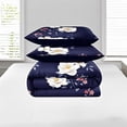 thumbnail image 6 of 9 Pieces Bedspread Bedding Set with Matching Curtains,Queen Size, Navy Blue and White Flower,Coverlet Quilted Bed Throw,Bedcover,Machine Washable,Gift for Wedding and Fastival, 6 of 7