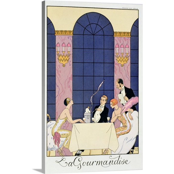 Great BIG Canvas Georges Barbier Premium Thick-Wrap Canvas entitled The Gourmands, 1920-30