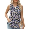 DeHolifer Womens Tank Tops Sleeveless Crewneck Floral Print Loose
